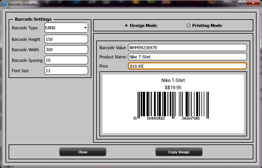 Barcode label generator