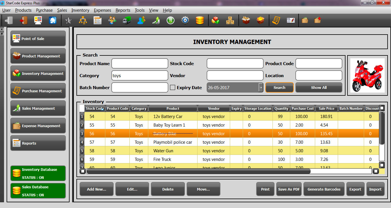 toy store pos inventory management